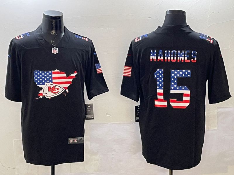 Men Kansas City Chiefs #15 Mahomes Black national flag 2025 Nike Vapor Limited NFL Jersey style 1->kansas city chiefs->NFL Jersey